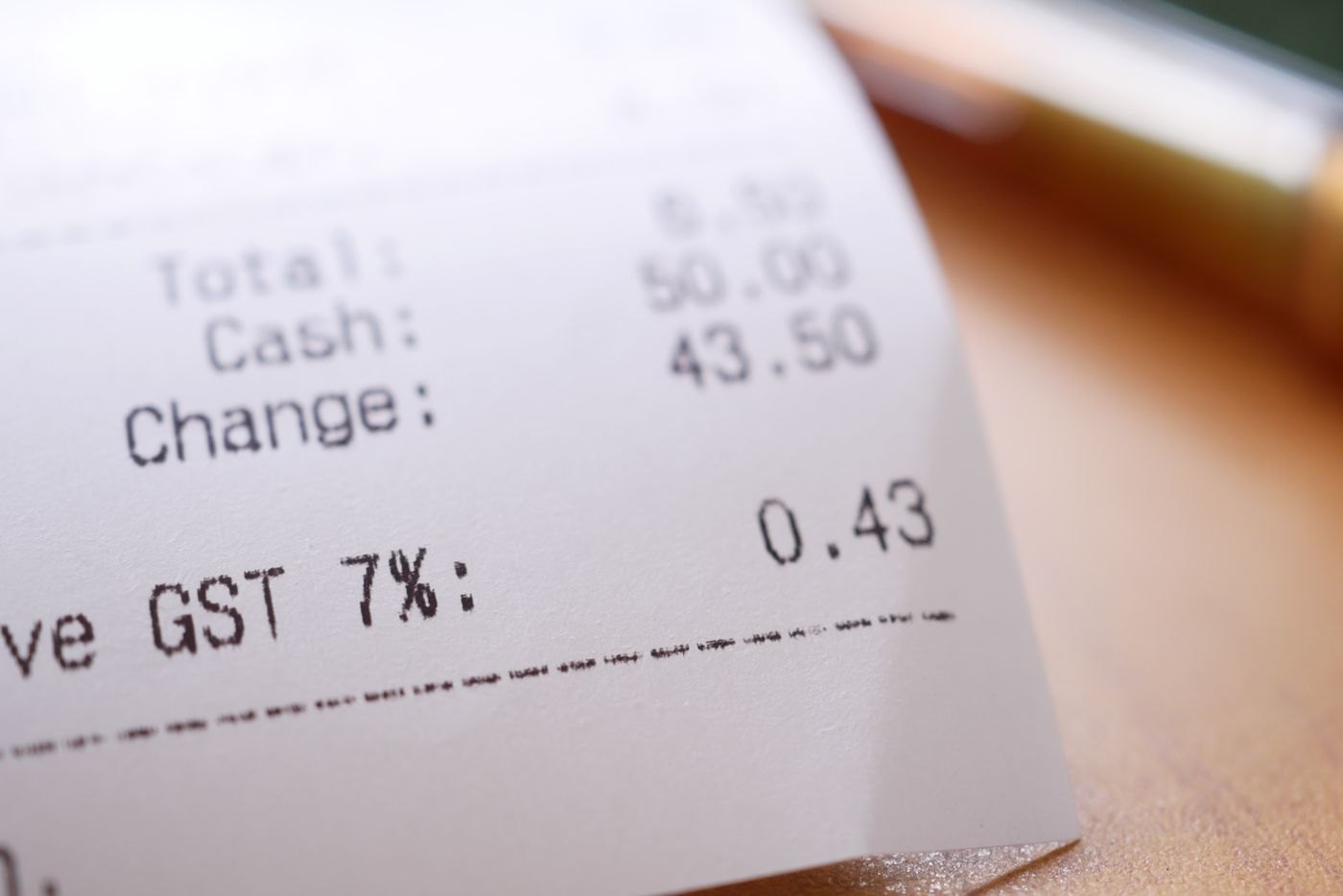 Close view of an itemised shopping receipt