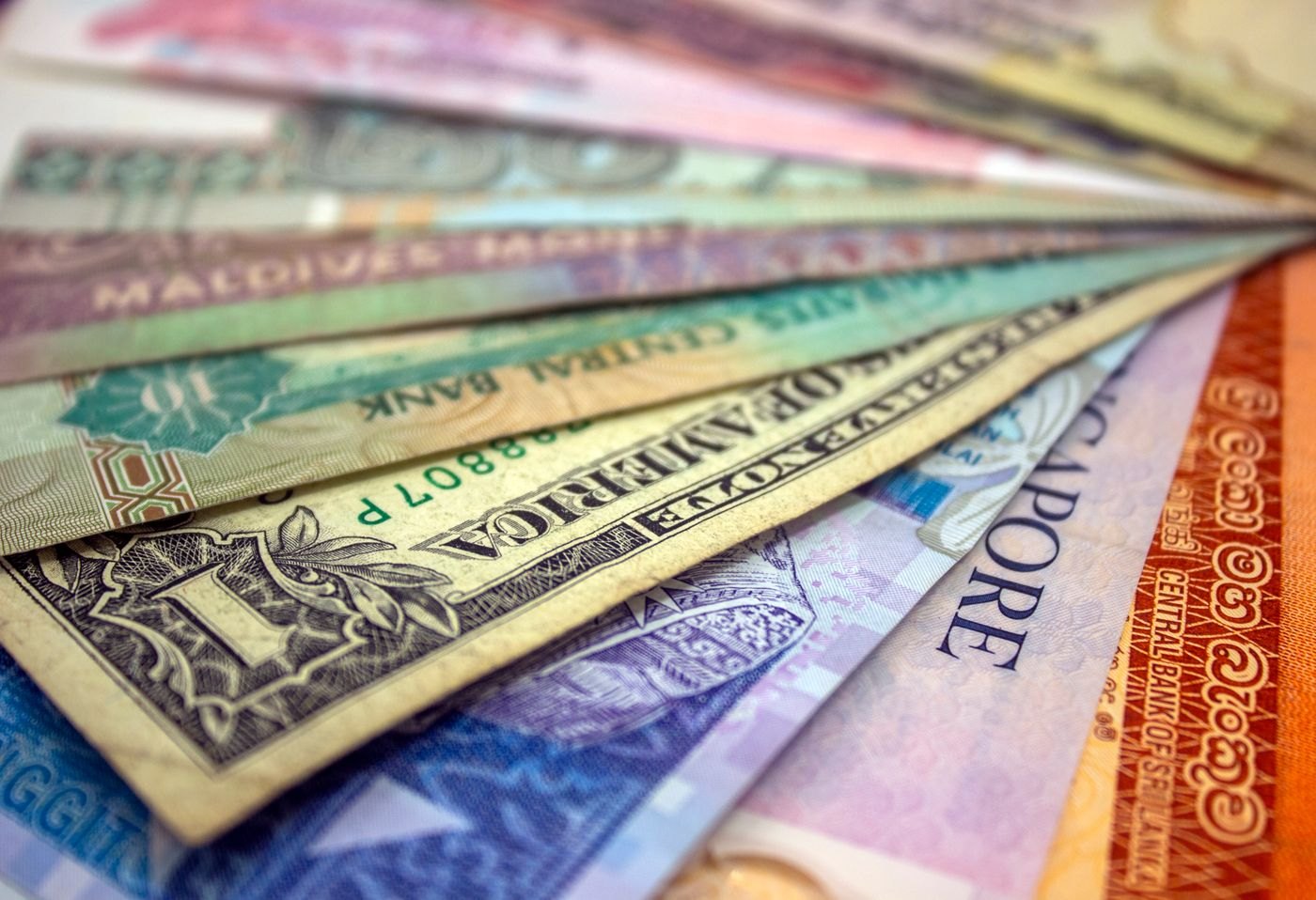 Banknotes in several different currencies