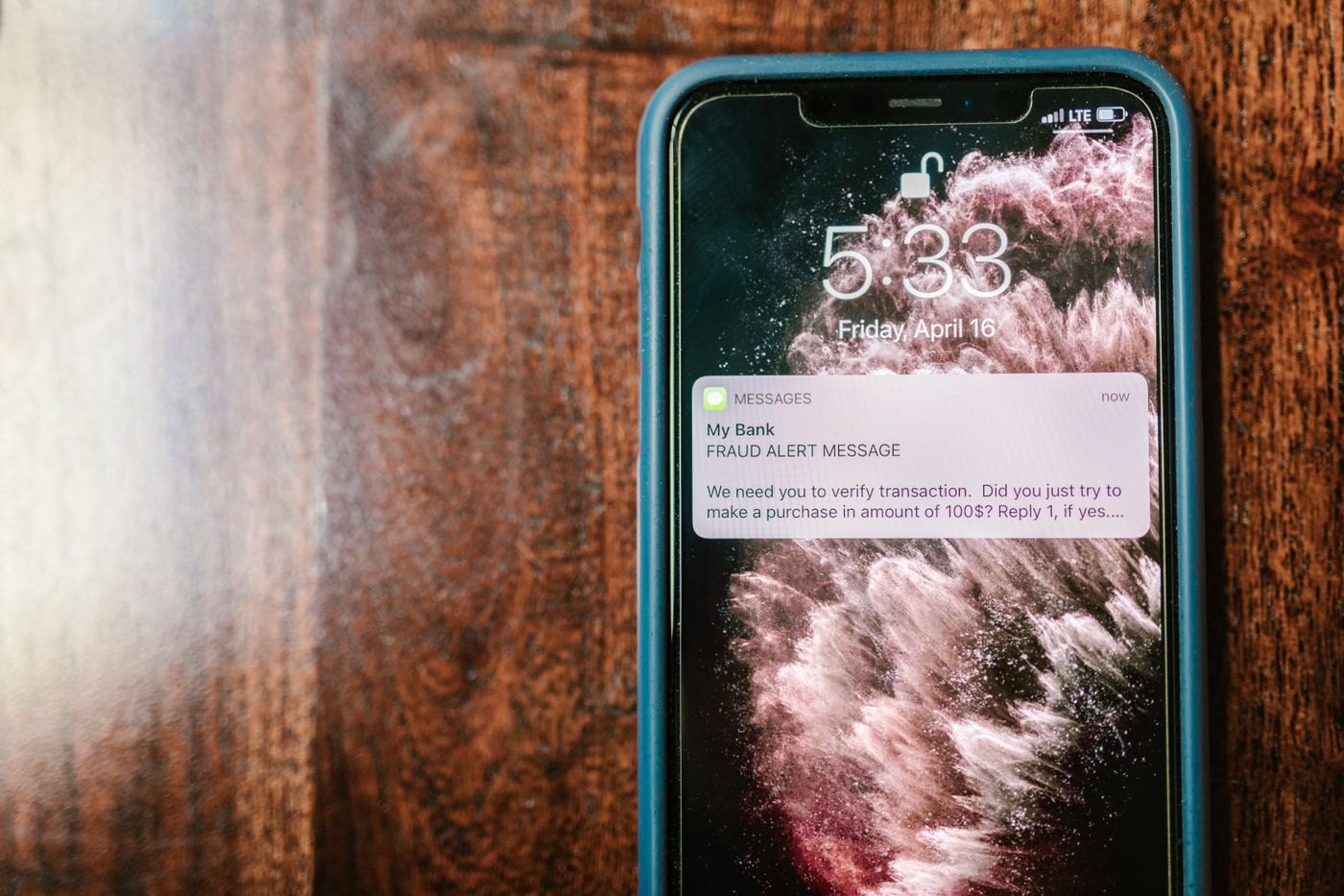 A security alert message displayed on a phone
